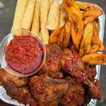 Chicken chips and plantain